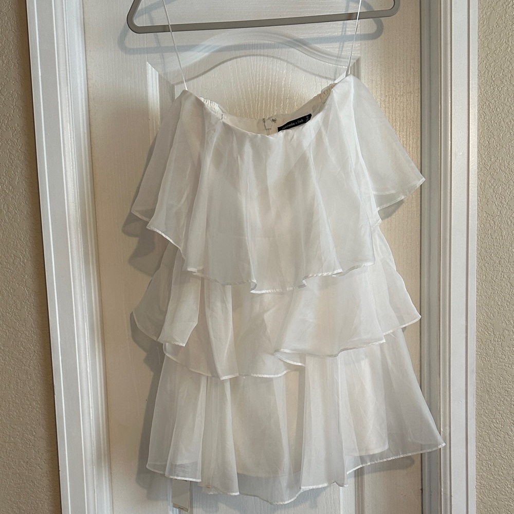 Abercrombie & Fitch strapless white tiered mini dress